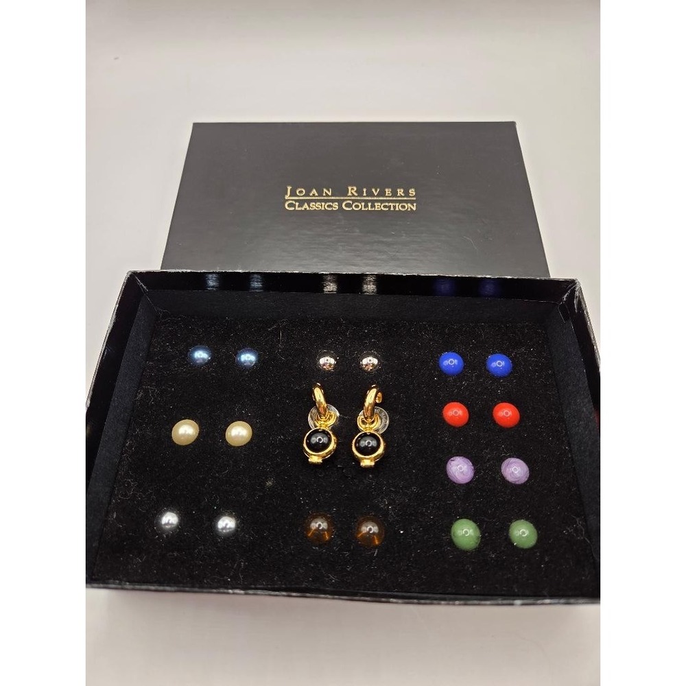 Vtg Joan Rivers Classics Collection Interchangeable Earring Set Pierced Boxed